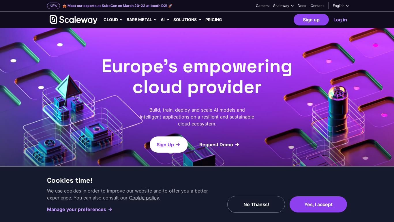 Scaleway is a European cloud provider offering a wide range of cloud services, including AI and machine learning. They prioritize data sovereignty, sustainability, and reliability, with a focus on providing a seamless experience for developers. They offer bare metal options, compute instances, network enhancements, storage and database management, container services, and a high-performance cloud platform for AI. They also emphasize customer support and provide technical documentation, APIs, and developer tools for easy cloud management.