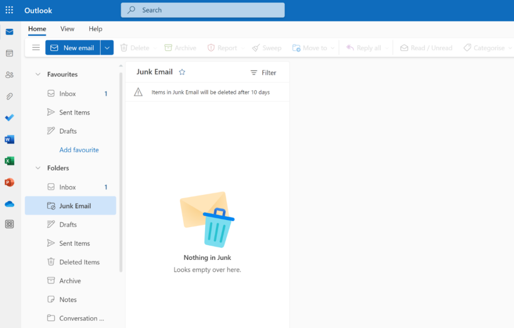 Microsoft365 - mapa za neželjene poruke