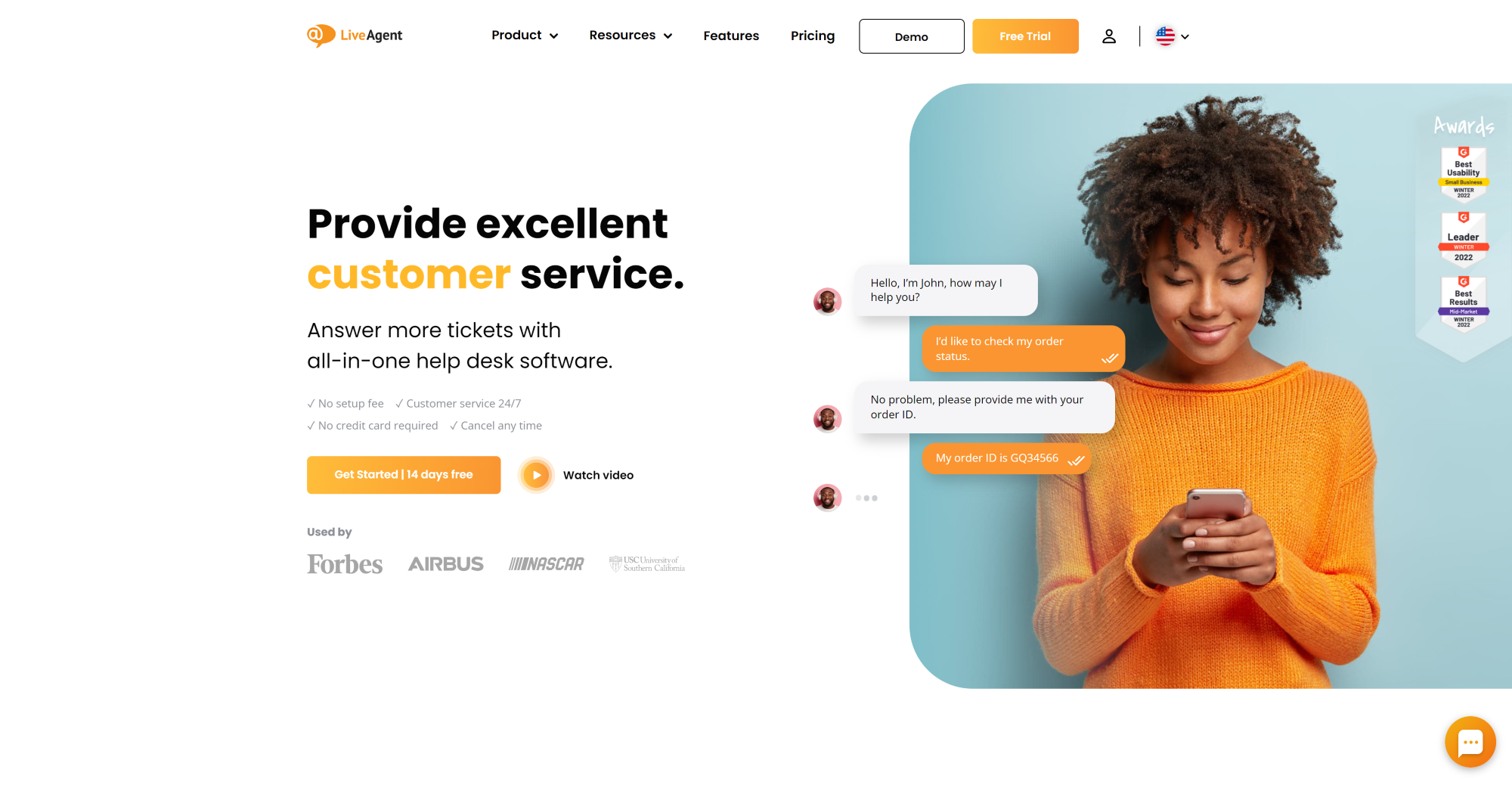 LiveAgent Call Center software homepage
