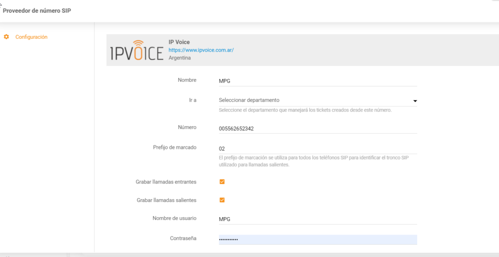 IP Voice configuration with LiveAgent
