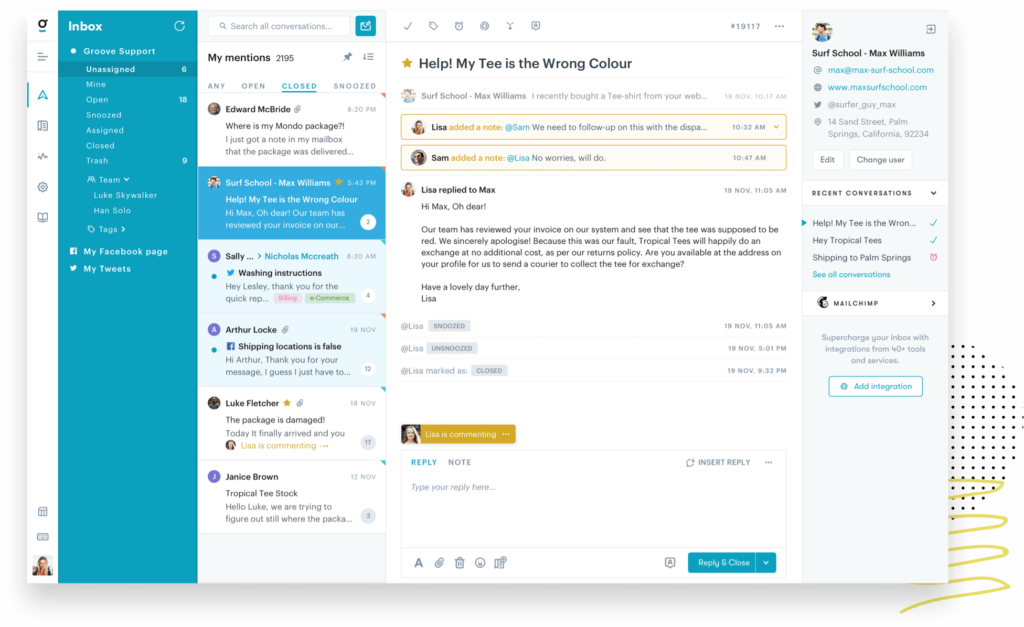 Groove unified inbox