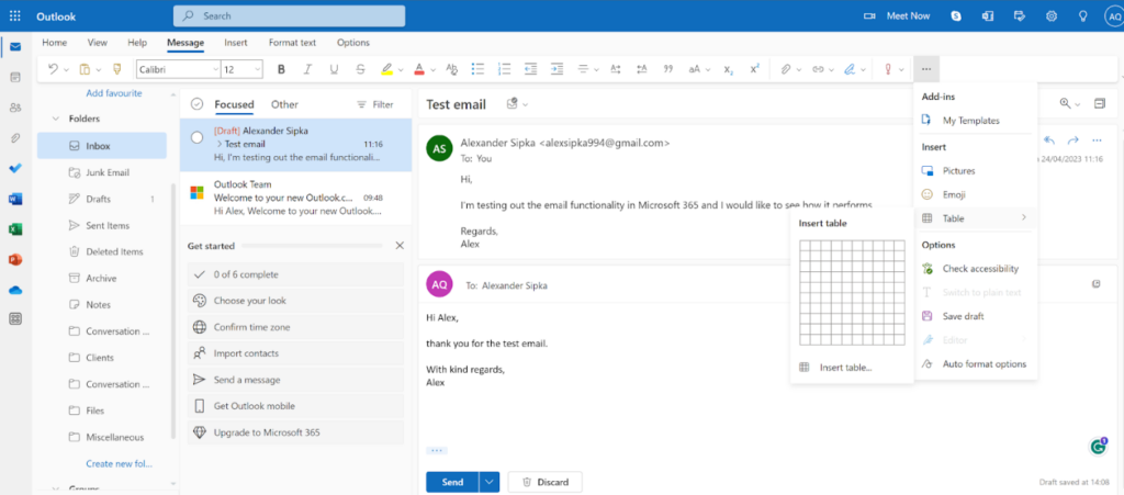 Microsoft365 - mogućnosti formatiranja emailova