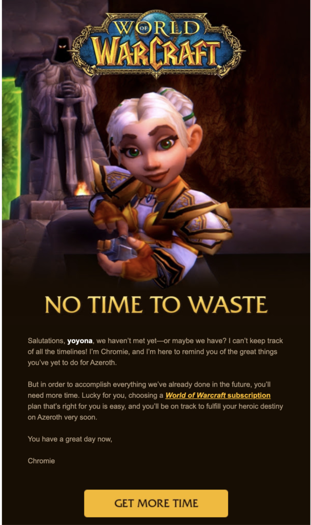 Blizzard predložak email-a za obnovu