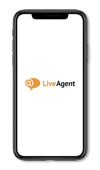 LiveAgent logo on phone screen
