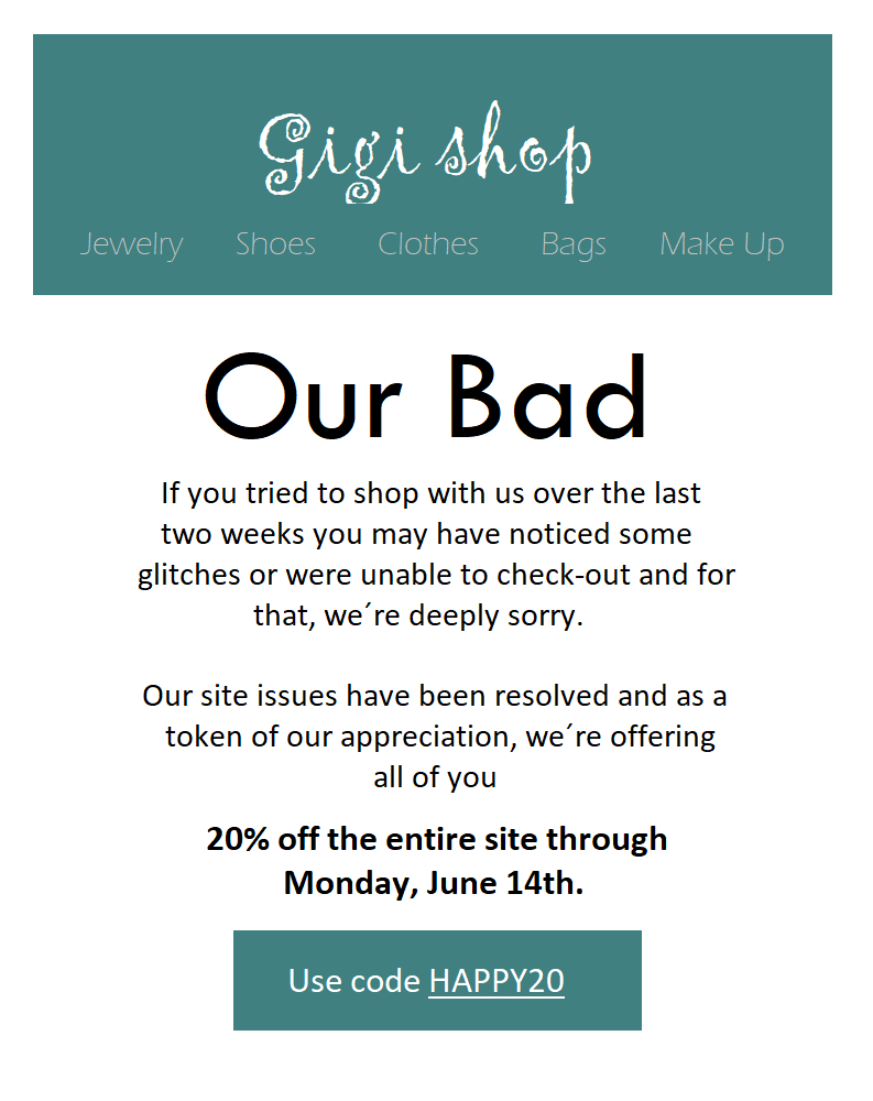 primjer email-a s isprikom