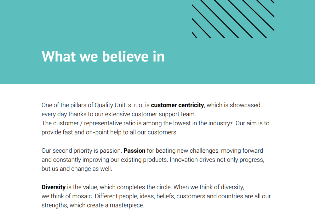 U što mi u QualityUnit-u vjerujemo
