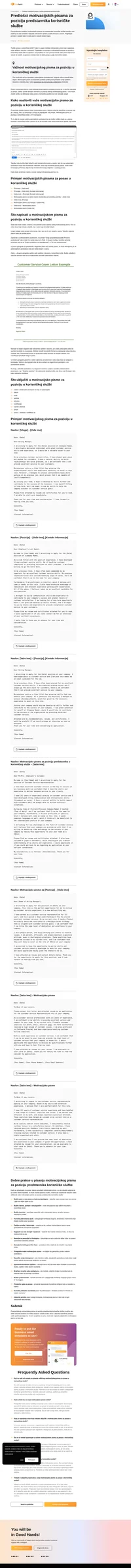 Tražite posao u korisničkoj službi? Provjerite ove primjere motivacijskih pisama za poziciju predstavnika korisničke službe koji će vam pomoći sastaviti vlastito pismo.